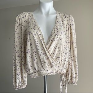 American Eagle Floral Wrap Long Sleeve Top
